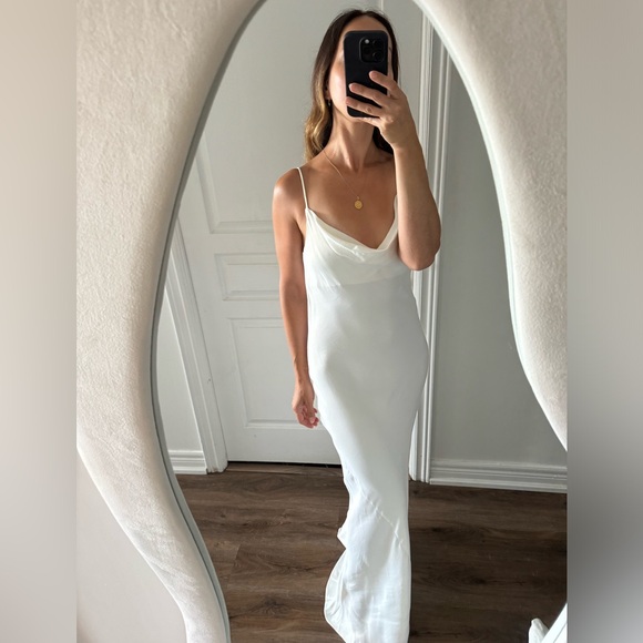 Zara white cowl neck silky slip dress - Picture 1 of 7